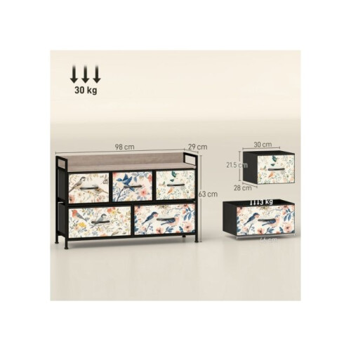 5-Drawer Chest of Drawers - White 2