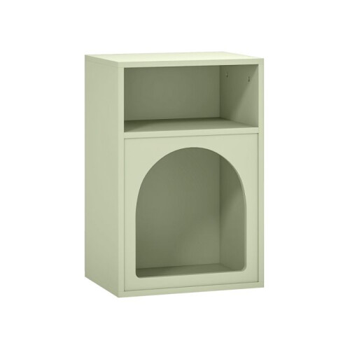 Bedside Table with 2 Open Compartments - Light Green