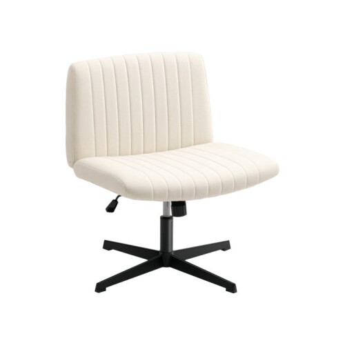 Armless office chair Caster-free design Generously sized seat with thickened padding Reclining function Cream colour