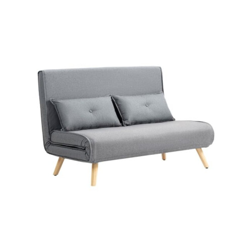 Two-Seater Linen-Look Sofa Bed - Grey