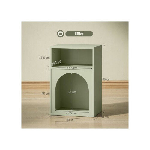 Bedside Table with 2 Open Compartments - Light Green 2