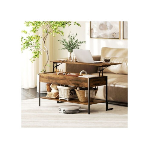 Lift-Top Coffee Table, with Storage - Rustic Brown 1