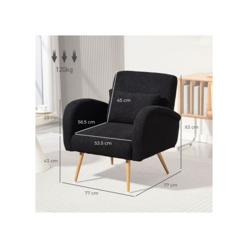 Teddy Fleece Accent Chair - Black 2