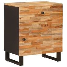 Mesa de cabeceira - HELLOSHOP26 - 50x33x60 cm - Madeira de mangueira maciça - 1 gaveta - Marrom fosco
