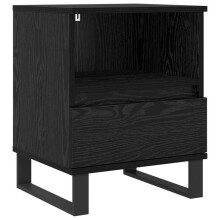 Mesa de cabeceira - HELLOSHOP26 - Cabeceira moderna 40 x 35 x 50 cm - Preto - Madeira de engenharia - 1 gaveta