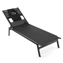 Sofá de jardín - HELLOSHOP26 - Sofá de patio multifuncional - 5 posiciones - Agujero para la cara - Metal