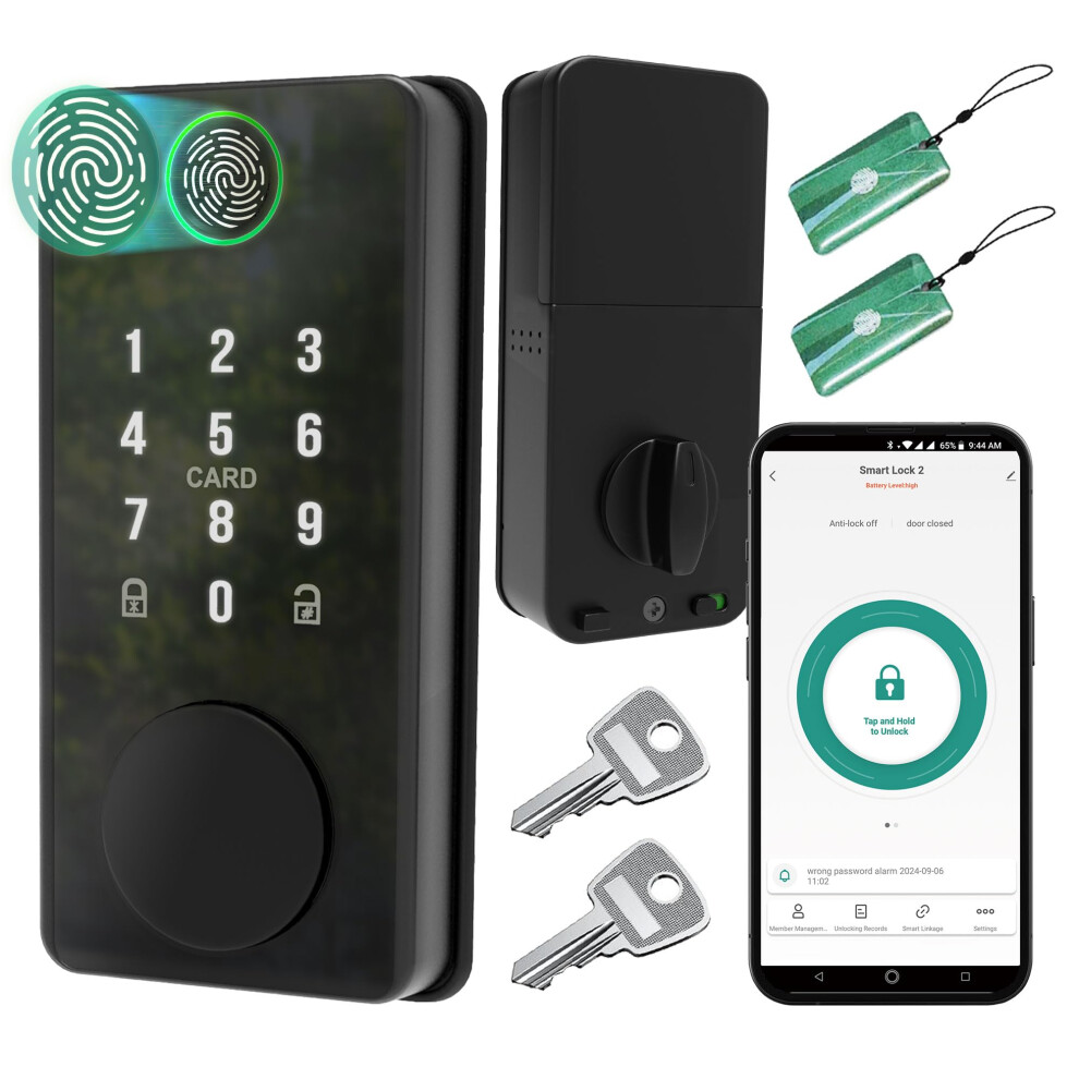 Smart Door Lock With Keypad And Bluetooth, Fingerprint Deadbolt For Front Door, Keyless Entry App Control 9771547220534