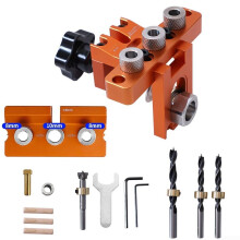 3 in 1 Adjustable Pocket Hole Jig Kit with Aluminum Alloy Drill Guide for Precision Wood Joinery
