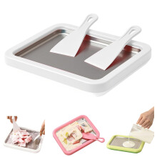 Rolled Ice Cream Maker Kit Stainless Steel Freeze Plate with 2 Scrapers for Easy Homemade Desserts Grey