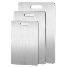 Heavy Duty Stainless Steel and Titanium Chopping Board, Hygienic DualSided, Silver S29x20cm