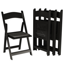4 Pack Black Padded Folding Chairs for Indoor Outdoor Events with Comfortable Seat and Stackable Design