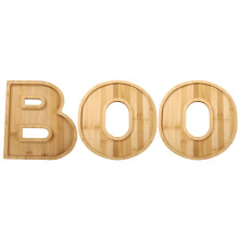 Halloween Cheese Board with BOO Letters, Wooden Charcuterie Tray for Party Snacks and Candy