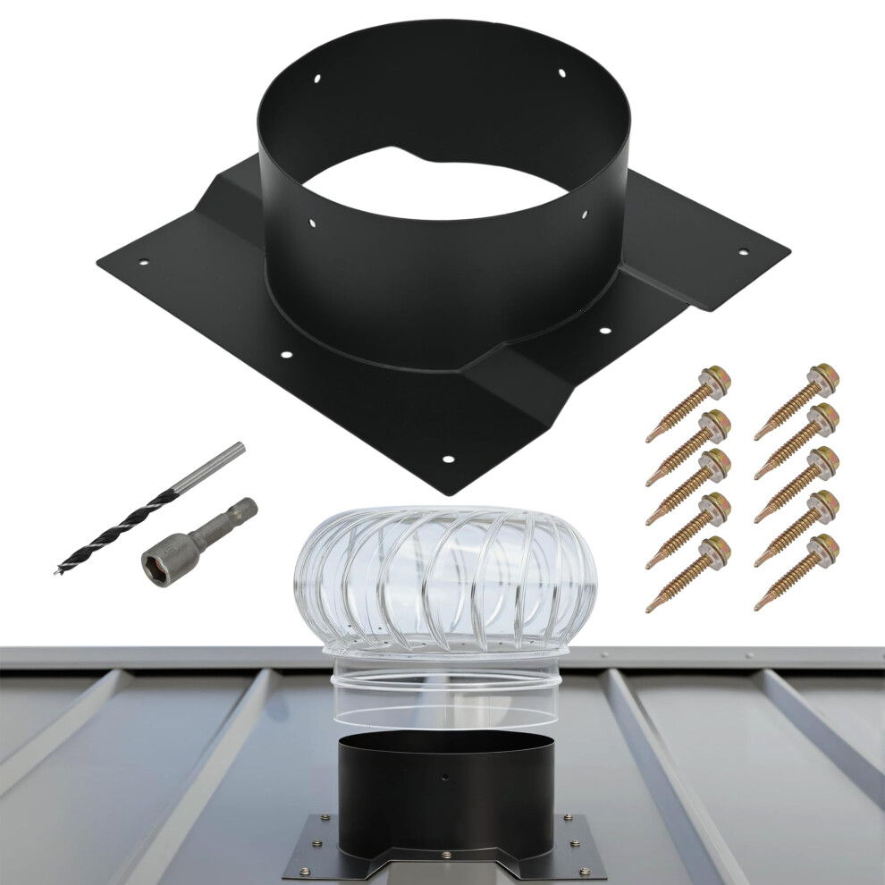 8 Inch Container Roof Vent Adapter, Galvanized Steel, Weatherproof And Rustresistant 9169991244020