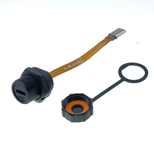 Waterproof IP67 IP68 Type C Female to Male PFC Flat Cable 3.1 Threaded Type Type-C 3.1