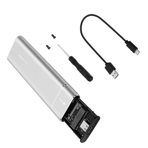 Nvme Adapter M2 SSD-Hölje USB 3.1 Type-C External Protocol M och för B&M Stöder Ethernet-Nycklar Grafik Silver 2