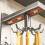 Wall-Mounted Kitchen Rotary Hook Rack,Aluminum Storage Hanger with 8 Hooks,No-Hole Punching Installation,Space-Saving 6