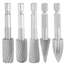 Rotary File, 5pcs 1/4inch Hex Shank High Speed Steel Burrs Rotary Files Tools for Aluminum and Iron Hardware