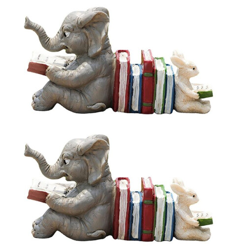 Elephant Animal Reading Studying Statue Bookends Animal Statue Decor Home Decor 1