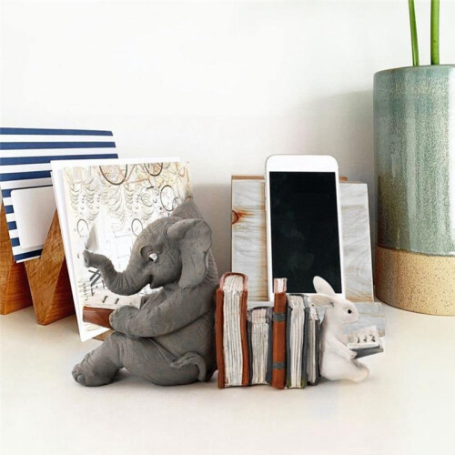 Elephant Animal Reading Studying Statue Bookends Animal Statue Decor Home Decor
