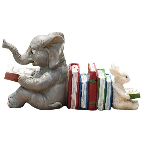 Elephant Animal Reading Studying Statue Bookends Animal Statue Decor Home Decor 2