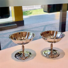 Stainless Steel Ice Cream Cup Dessert Cup Retro High Foot Pudding Cup Ice Cream Cup Elegant Wedding Table Centerpiece