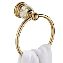 Crystal Gold Towel Ring, Gold Bathroom Towel Holder Ring,Hand Towel Ring for Bathroom Wall Mounted Bathroom Accessory