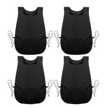 4 Pack Cobbler Apron with 2 Pockets, Waterproof Art Smock for Women, Men, Cleaning, Painting, Housekeeping, Work Black