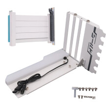 Staffa di Montaggio GPU Verticale con Cavo Riser PCI-e 4.0 X16 Kit di Supporto per Scheda Video Angolo Retto di 90 Gradi Bianco