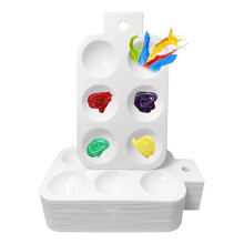 24 Pieces Paint Tray, White Plastic Paint Tray with Hanging Holes, 6 Rectangular Watercolor Palettes DIY Crafts