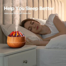 300 Ml Lagerfeuer-Luftbefeuchter, USB, Geräuschloser Flammen-Diffusor, Ätherisches Öl, Abschaltautomatik für Zuhause, Büro, Fitnessstudio, Helle