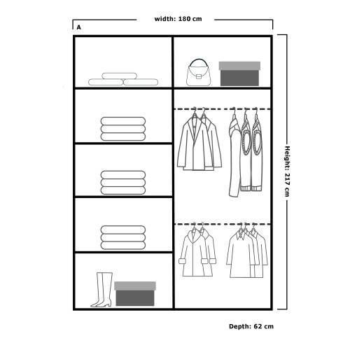 MN Furniture Sliding Doors Mirrored Wardrobes Shelves White 180cm 2