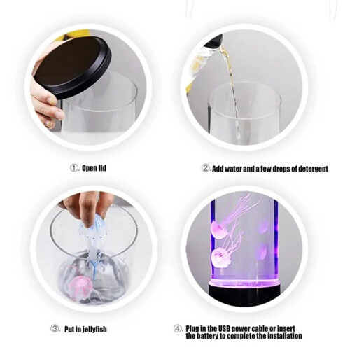 LED Jellyfish Night Light with Remote Control USB Powered Colorful Lighting Modes for Home Office Desktop Decorative 1