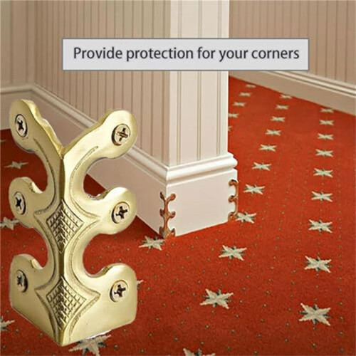 10PC Skiffers Baseboard Hörnskydd, Solid Mässing Sockelboard Protectors, Baseboard Hörnskydd Guld 2