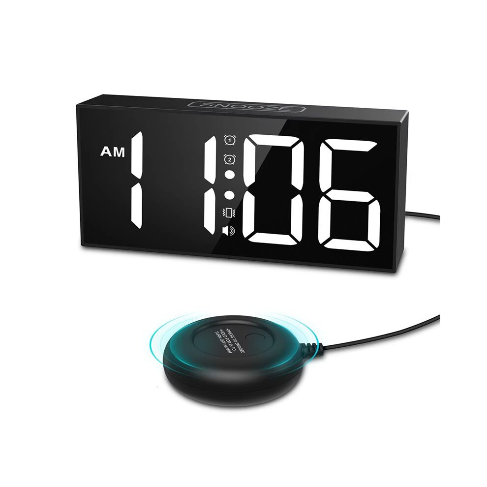 Torribaly Vibrating Alarm Clock 7.5In Large Display Led Clock Loud Alarm Clock With Bed Shaker For Heavy Sleepers Hearing Impaired