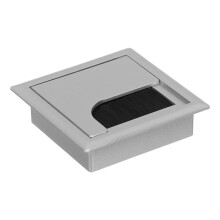 80x80 Büro-Schreibtisch-Einfädelbox, Computertisch, Kabellochabdeckung, Einfädelloch, Quadratisch, Bürstenabdeckung, Platte, Silber, 80x80