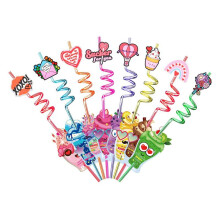Straws for Children'S Valentine'S Cards, with Heart-Shaped Bags and Stickers, are Used for Classroom Exchange.