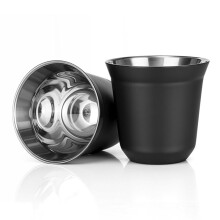 80 Ml Espressokoppar i Rostfritt Stål - 2-Pack Dubbelvägg 304 Demitassekoppar i Rostfritt Stål 2,7 Oz, Svart