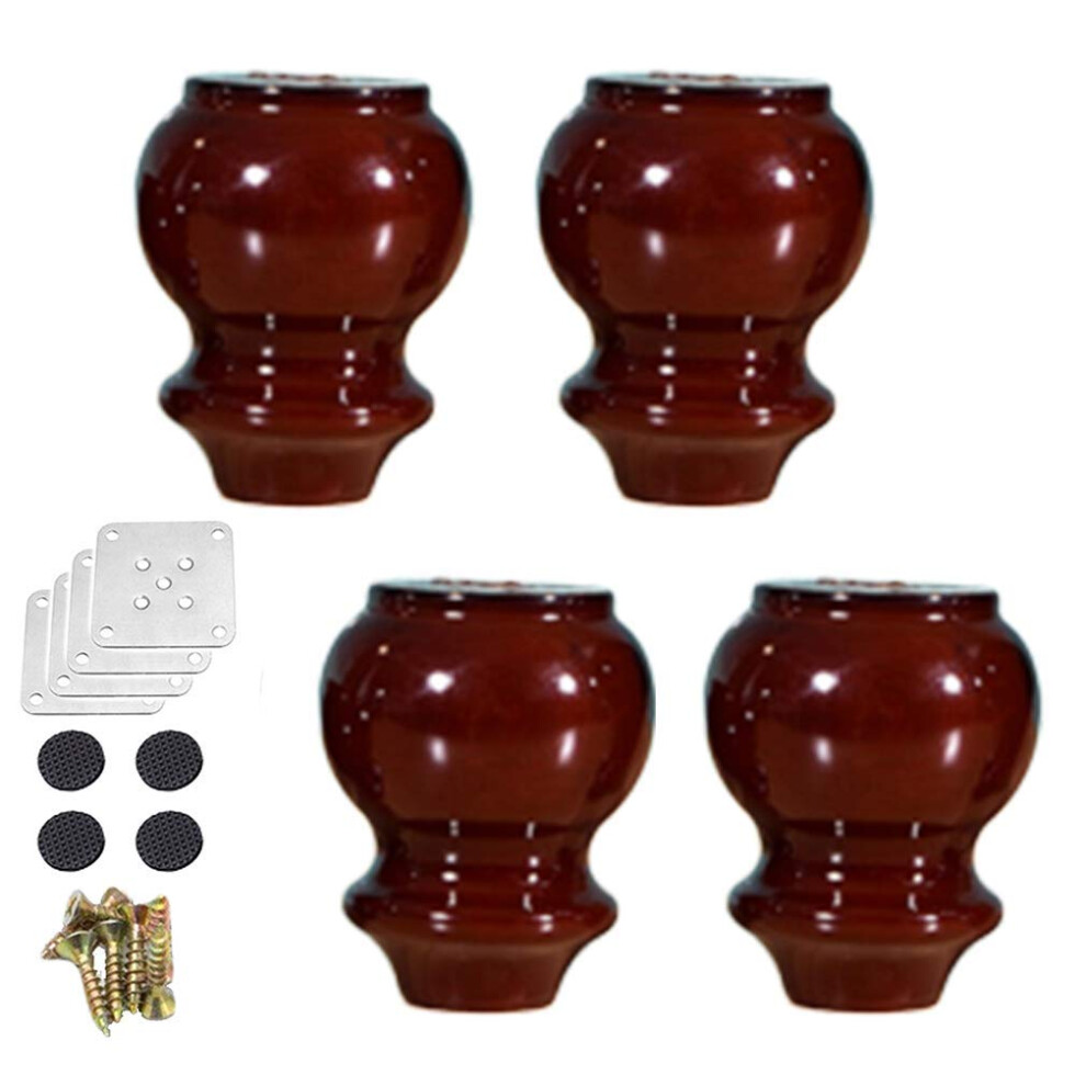 Pack Of 4 Solid Wood Sofa Legs Gourd Shaped Furniture Feet With Screws For Couch Chair Cabinet 9169991244532