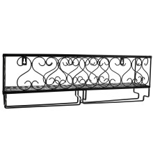 Wall Mounted Wine Rack with Glass Holder, 50cm Black Metal SpaceSaving Home Bar Organizer