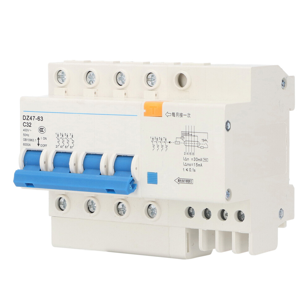 Din Rail Mount Circuit Breaker4p Modular Structure Flame Retardant Shell Overload Protection Short Circuit Detection Breaking Capacity6000a 9071309210910