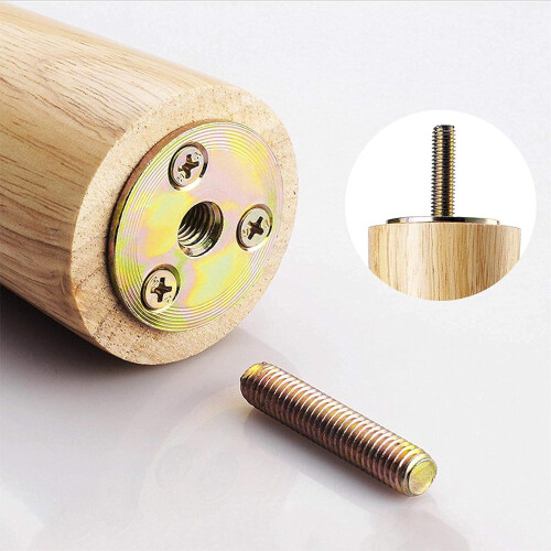 Solid Wood Furniture Legs Set 8cm Cone Shape, Durable Sofa Bed Cabinet Replacement 1