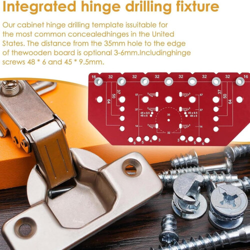 Cabinet Hardware Jig with Precision Hole Alignment, Adjustable Edge Offset and MultiSize Drilling 1
