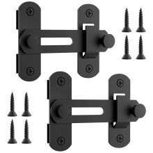 Matte Black Barn Door Lock Set, 4 Inch RustResistant Stainless Steel Sliding Bolt Latch for Wood Fence and French Doors