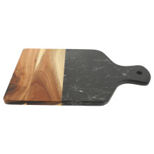 Wooden Cutting Board with Handle Marble Finish DoubleSided Kitchen Serving Tray for Meat Vegetables