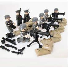 (As show, One size) New version World War II German heavy machine gun battle scenes building blocks toy military weapons assembly