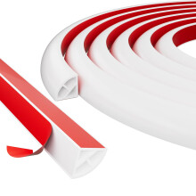 16.4ft Flexible Peel and Stick Quarter Round Molding Trim for Walls and Floors, Waterproof White