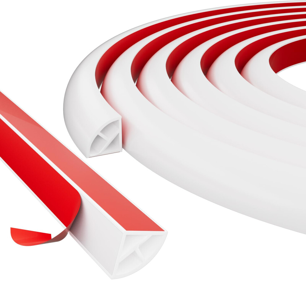 16.4Ft Flexible Peel And Stick Quarter Round Molding Trim For Walls And Floors, Waterproof White 9771547223368