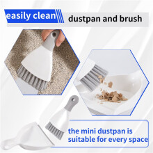 Set Scopa e Paletta Piccola, Paletta per la Polvere Portatile con Spazzola per la Pulizia Combinata per Casa, Desktop, Divano, Tastiera, Spazzare