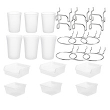 Peg Board Bins Peg Board Cups with Hooks & Loop 12Pack,Peg Board Organizer Accessories, Peg Board Tools Organizer A