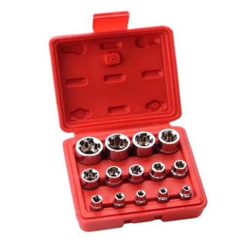 14Piece E-TORX Socket Set Premium Female Torx Socket Set, Star Socket Set, Torque Socket Set, External Torx Socket Set